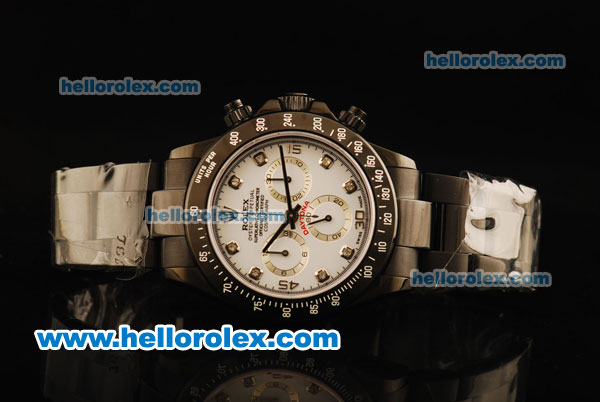 Rolex Daytona Chronograph Swiss Valjoux 7750 Automatic Movement Full PVD with White Dial and Diamond Markers - Click Image to Close